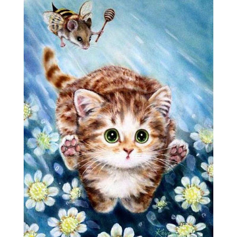 5D Crystal Diamond Painting Cute Kitten Diy Diamond Embroidery Home Decor Gifts Cross Stitch
