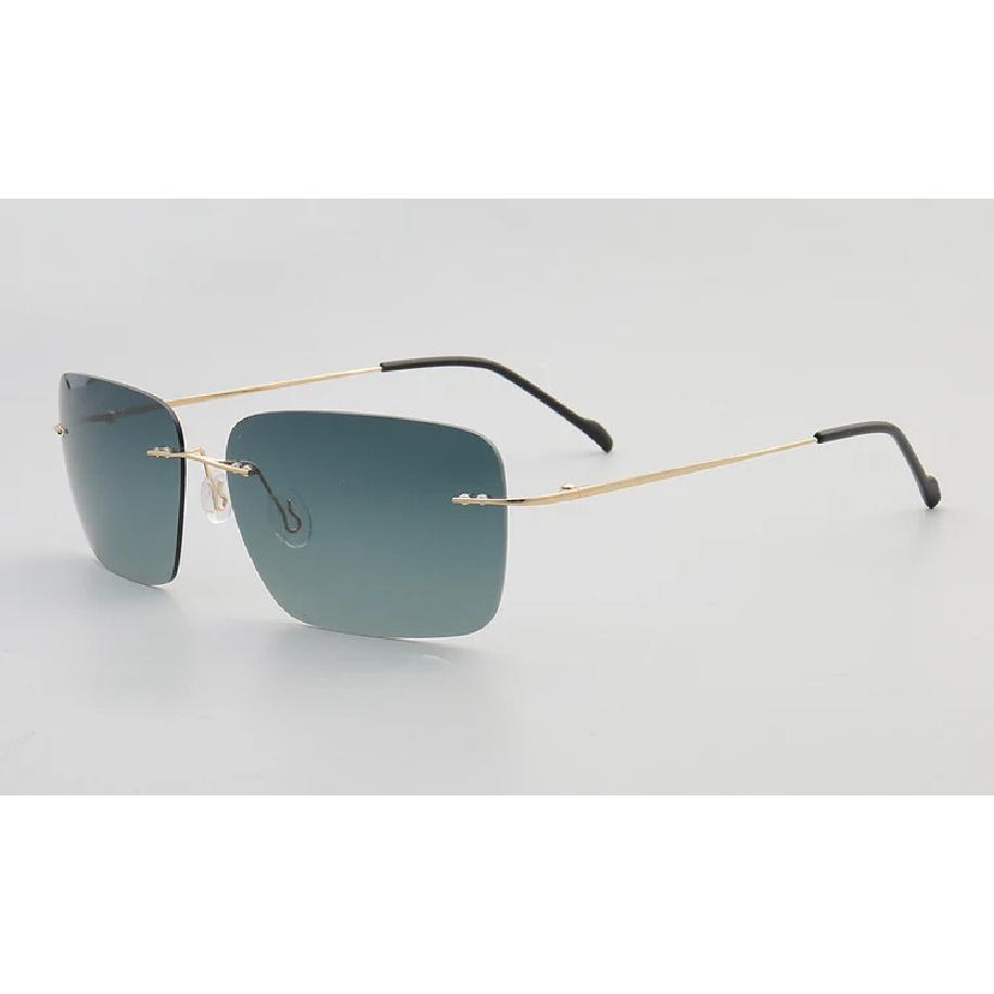 Classic Rectangle Mens Sun Glasses Metal Rimless Sunglasses Womens Polarized UV400 Driving Frames Yellow Brown Night Vision Lens