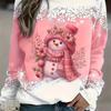 Women's Plus Size Christmas Snowman Print Long Sleeve T-Shirt - Casual Crew Neck, Stretchy Polyester Blend, Machine Washable
