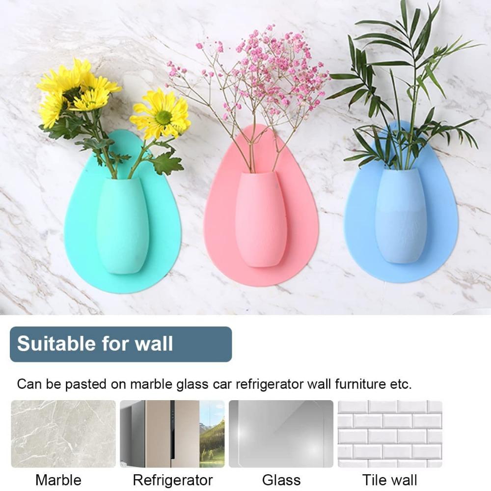 Silicone Flower Vase Self Adhesion Hydroponics Planter Vase Sticker Wall for Glass, Wall, Window, Party,Wedding,Festival,Home,Kitchen, Fridge Door