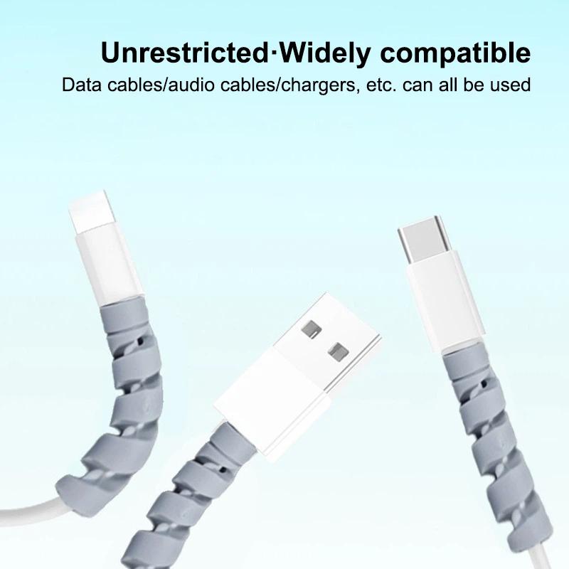 20 шт. Спиральная силиконовая защита для кабеля USB, прочный протектор для шнура, намотчик, предотвращает перегибы, для использования на компьютерном столе