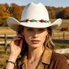 Classic Wide Brim Headgear Wool Felt Fedora, Unisex Western Cowboy Hat, Retro Elegant Cowgirl Hat Jazz for Women Men Autumn Winter Warm