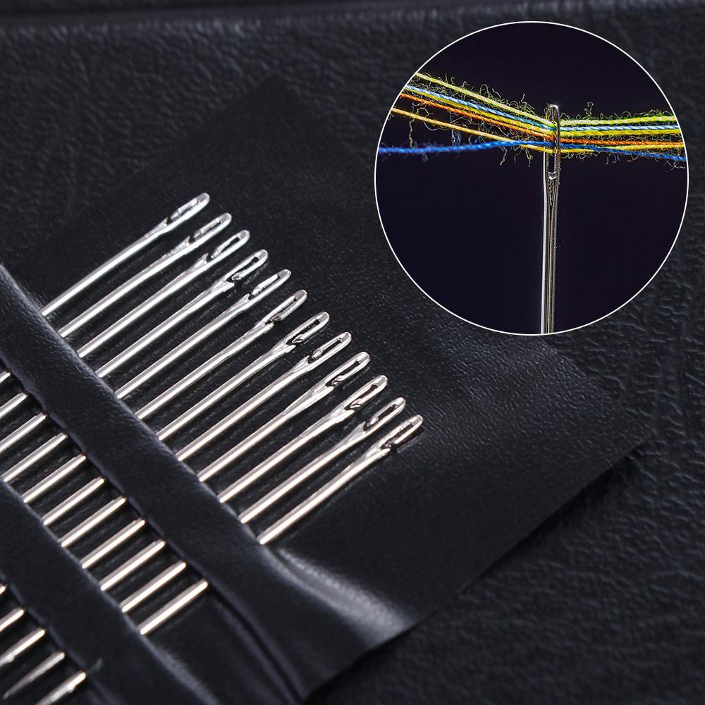 12 шт. Иглы из нержавеющей стали с глухим ушком, иглы для продевания нити с боковым отверстием, ручные инструменты, швейные иглы, для пожилых