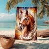 Custom Name Ultra-Soft Beach Towel with Horse Theme,Ideal for Pool - Camping, Diving - Perfect Travel Essential, Vibrant Beach Towel.