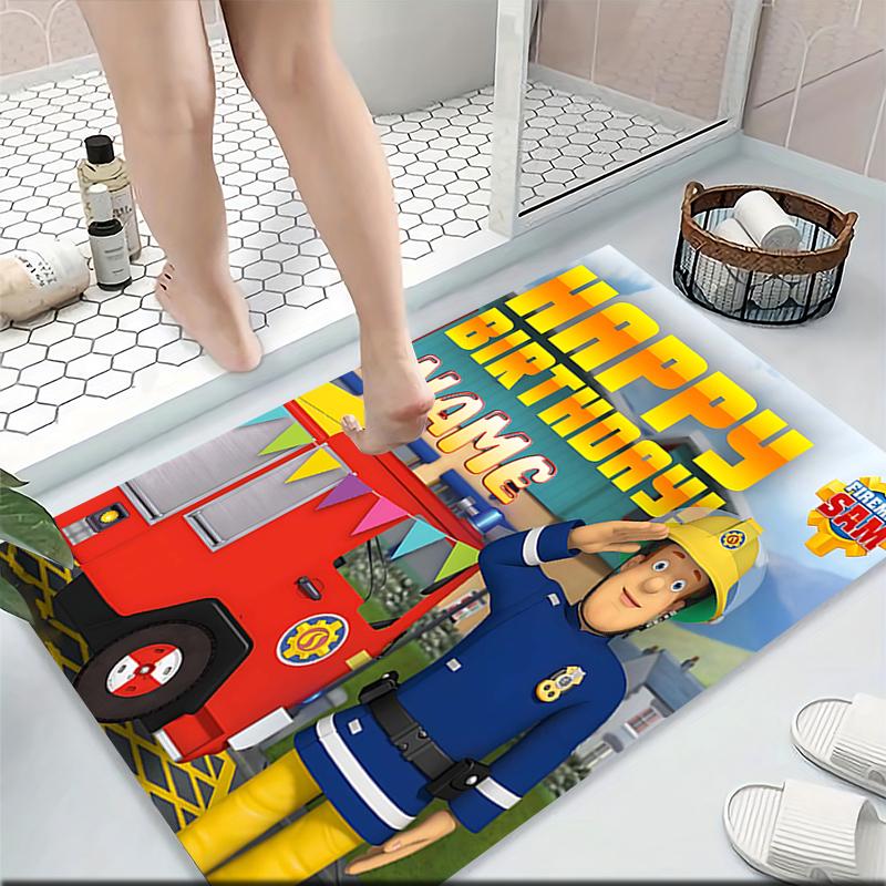 Custom Name Fireman's Valentine Bouquet Carpet Rug Customizable Soft Washable Anti-Slip Home Living Room Sofa Mats Personalized Rug. 0909271
