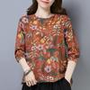 Floral Long-Sleeve Women's Plus Size T-Shirt - Spring/Autumn Fashion for Middle-Aged Moms