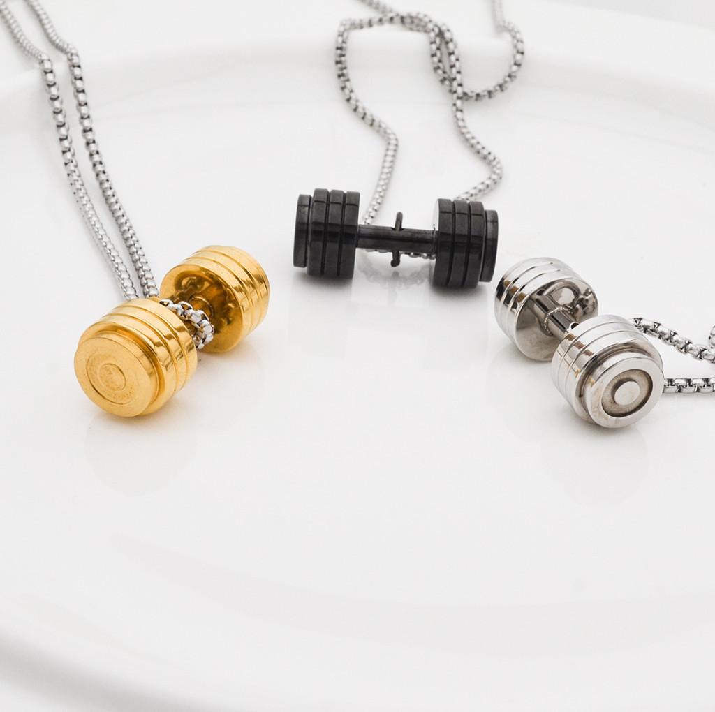 Ожерелье Temu Shein с подвеской в виде мультяшной гантели для хип-хоп моды и мужского подарка
