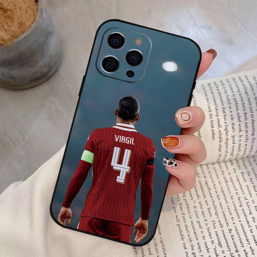 ФУТБОЛ V-Вирджил ван Д-Дийк Чехол для телефона для iPhone 17,16,15,14,13,12,11 Plus,Pro Max,XS,Мягкий силиконовый черный чехол