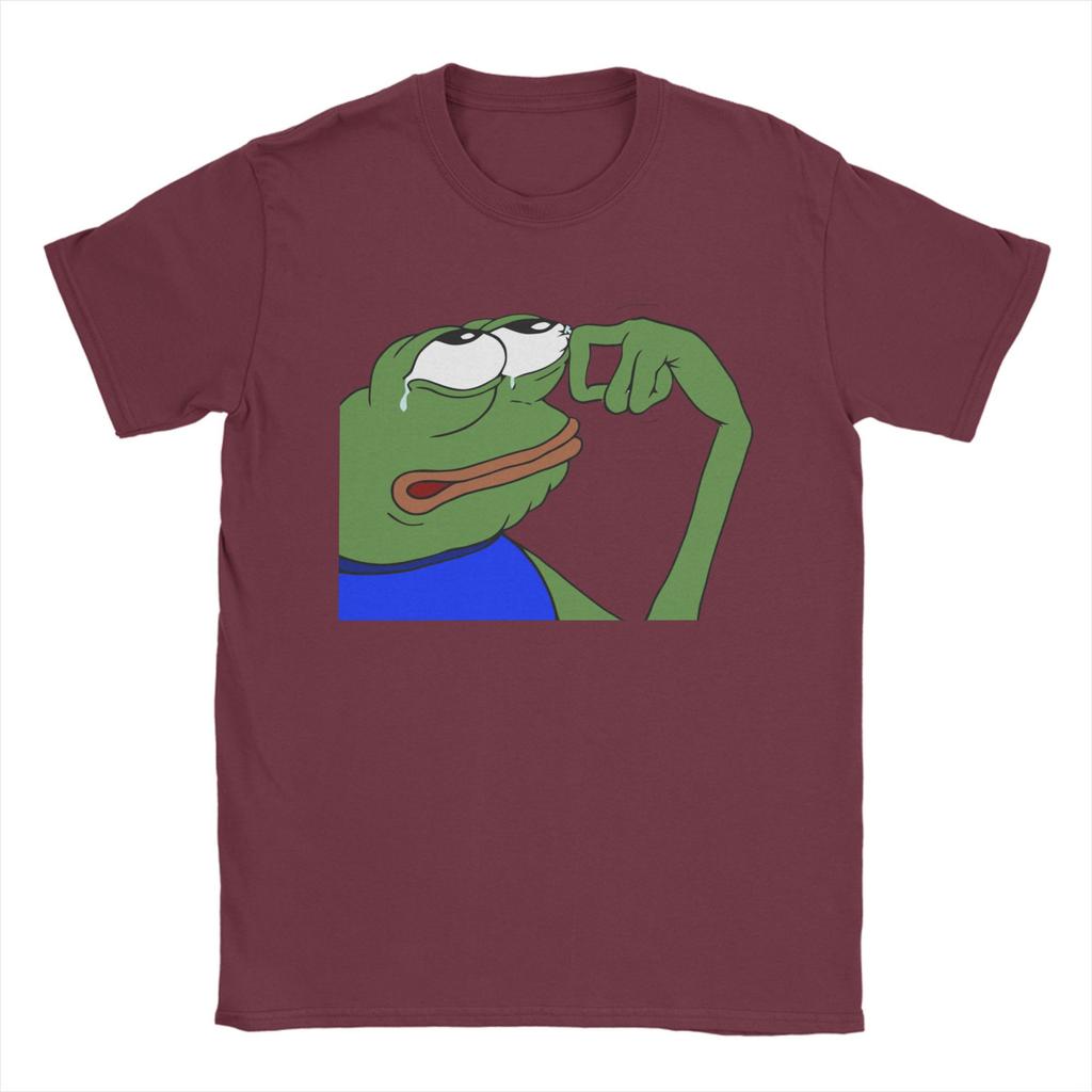P-Пепе Лягушка Грустный Мужские Футболки Смешной Мем Новинка Футболки Короткий Рукав Круглый Вырез Футболка Чистый Хлопок Оригинальная Одежда