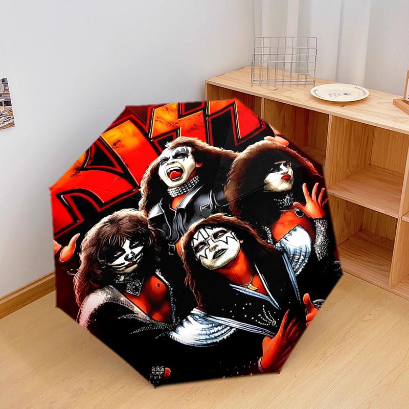 Kiss Band Cosmic Concert Automatic Umbrella - Suitable Travel Outdoor Portable Umbrella Birthday Gift Daily Essentials
