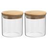 PATIKIL 10 Oz Glass Jar with Airtight Bamboo Lid, Set of 2, Clear Food Storage Jars for Nuts, Sugar, Coffee Beans, and Spices (7.8x7.8cm)