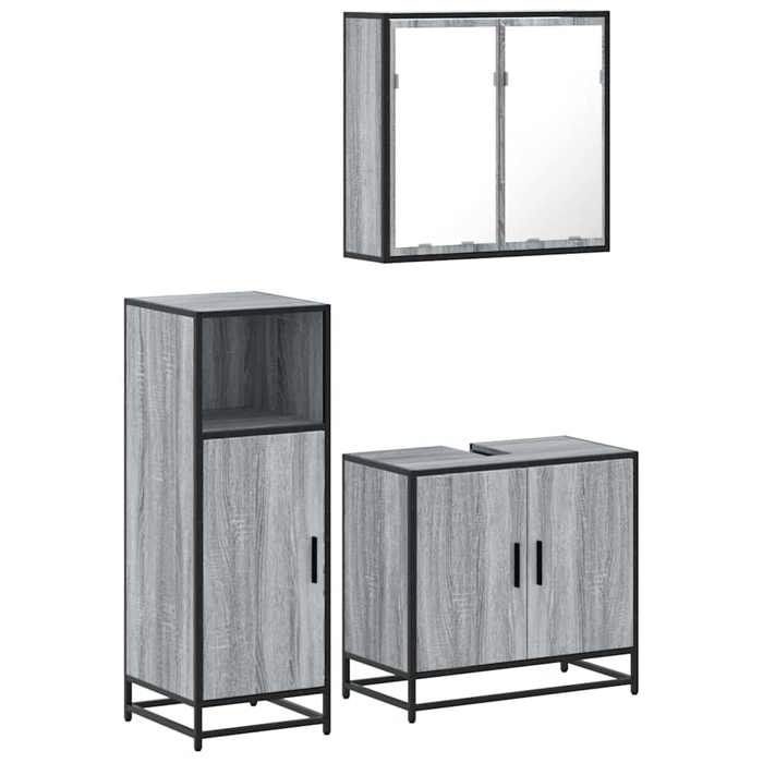 VidaXL Ensemble De Meubles De Salle De Bain 3 Pcs Sonoma Grey, Bathroom Cabinet, Bathroom Cupboard, Furniture of 3300948