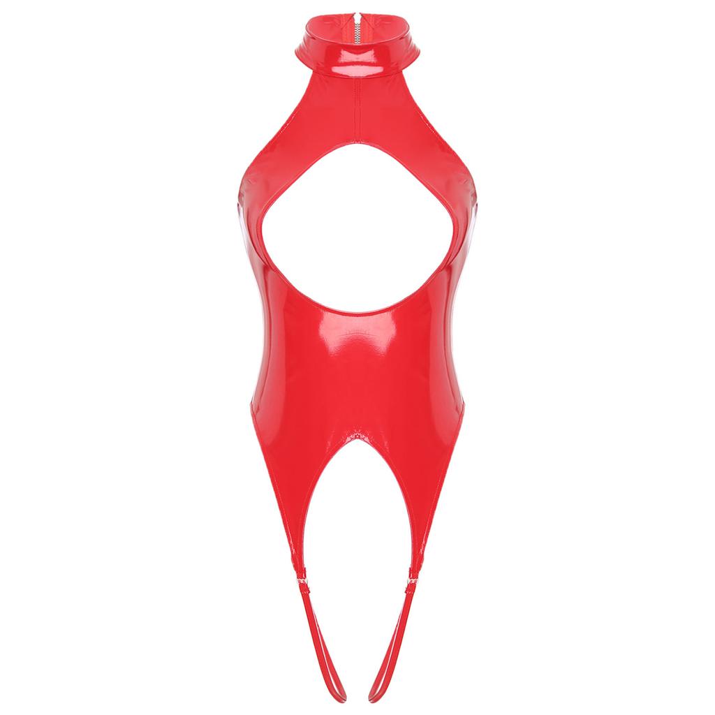 Женский комбинезон из лакированной кожи с мокрым эффектом, соблазнительный комбинезон без рукавов, ночная рубашка