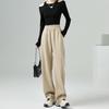 Sweatpants Women's Autumn New Khaki Casual Pants Straight Loose Large Size Thin Wide-leg Pants