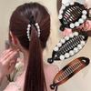 Women Hair Claw Clip Pearl Rhinestone Ponytail Banana Hair Clip For Girls Combs Barrettes Hairpin Fishtail Clip Hair Accessories