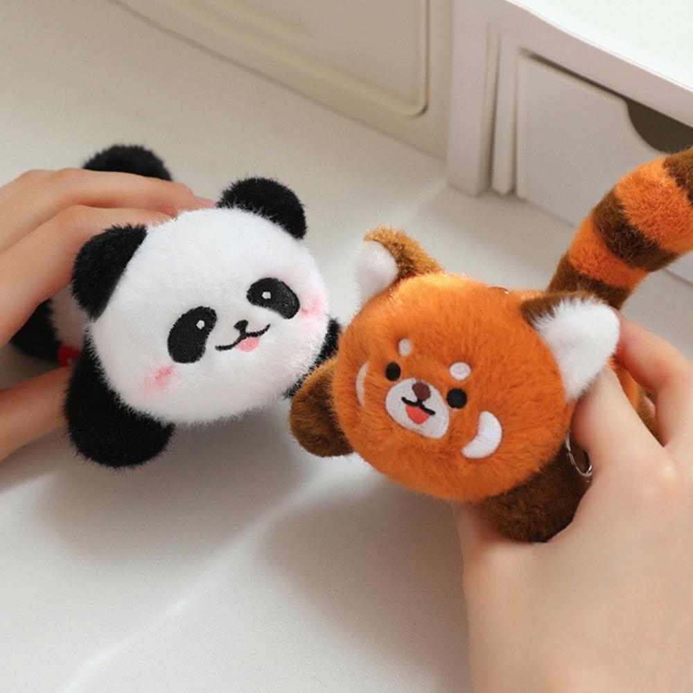 Animal Panda Doll Pendant Rotating Tail Raccoon Plush Keyring Panda Plush Keychain Bag Pendant