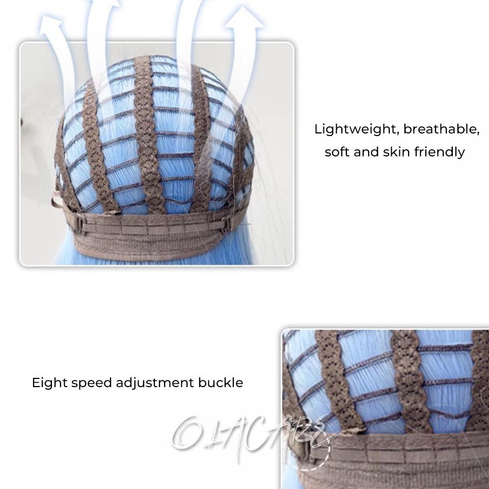 OLACARE синтетический длинный прямой парик Лолита с челкой парик для девочек милый омбре голубой блонд черный парик для косплея вечеринки Хэллоуина Харадзюку