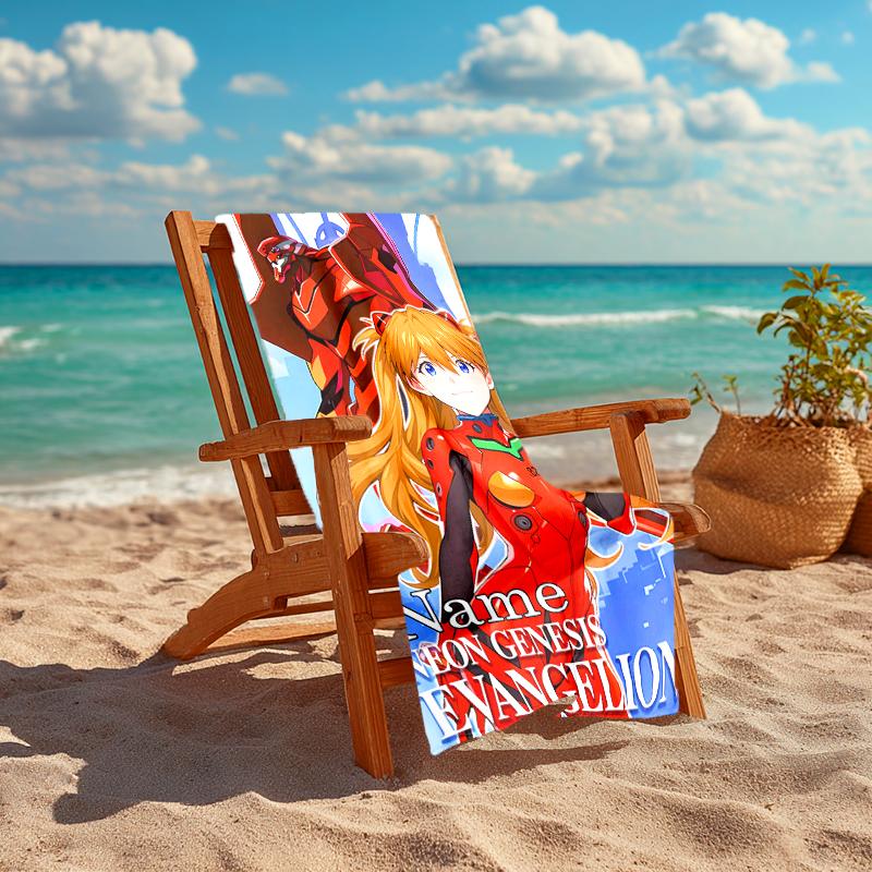 Personalized customized proof beach towel with Neon Genesis Evangelion pattern - soft, absorbent,quick-drying,perfect swimming,camping&bathing