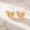 Stainless Steel Irregular Heart Earrings Geometric Texture Statement Jewelry  Gift For Her