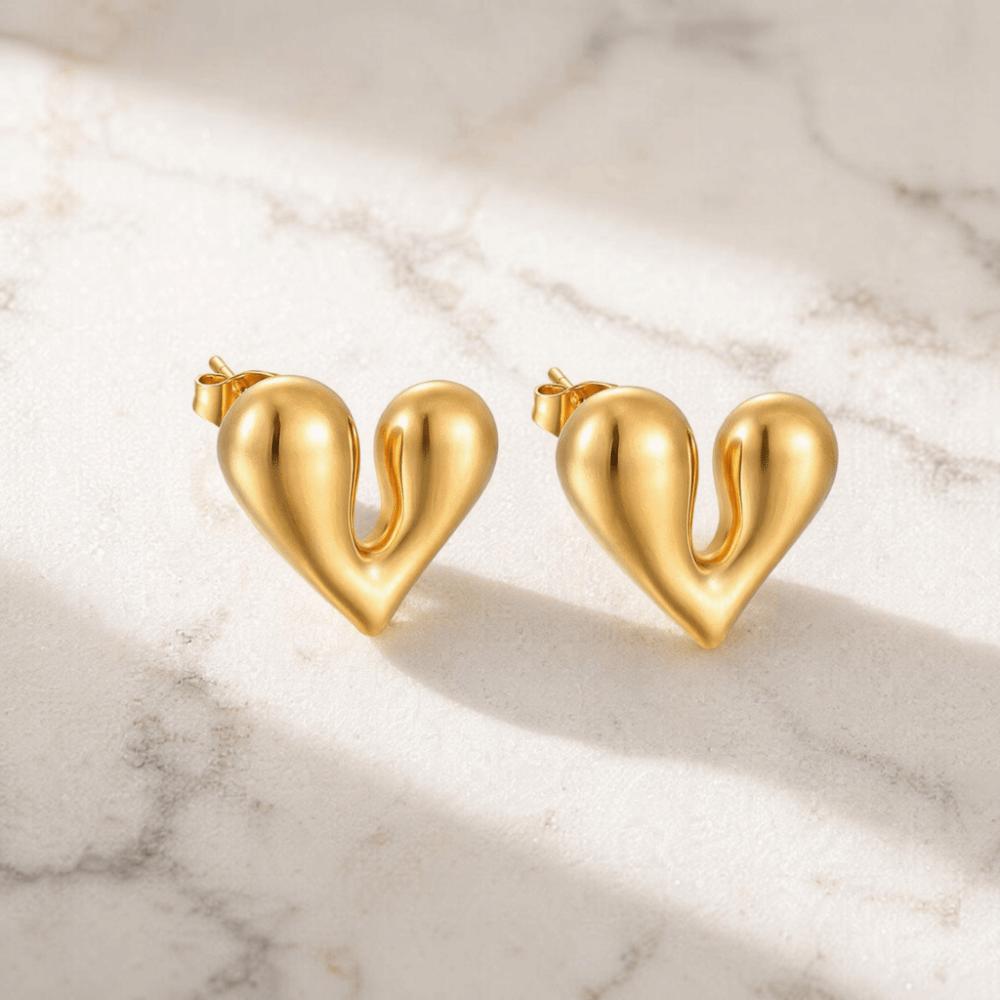Stainless Steel Irregular Heart Earrings Geometric Texture Statement Jewelry Gift For Her