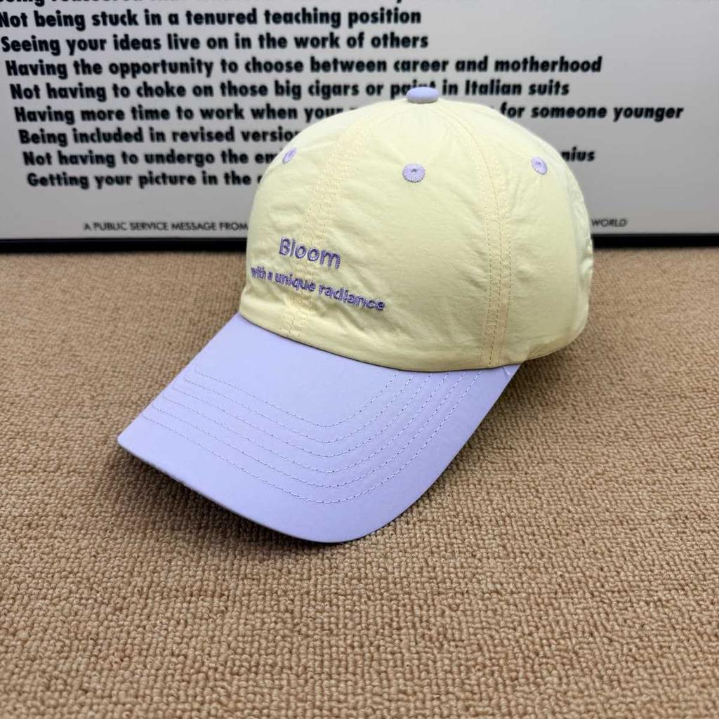 Blogger contrasting color quick-drying baseball cap women's summer letter embroidery sunscreen face small versatile cap