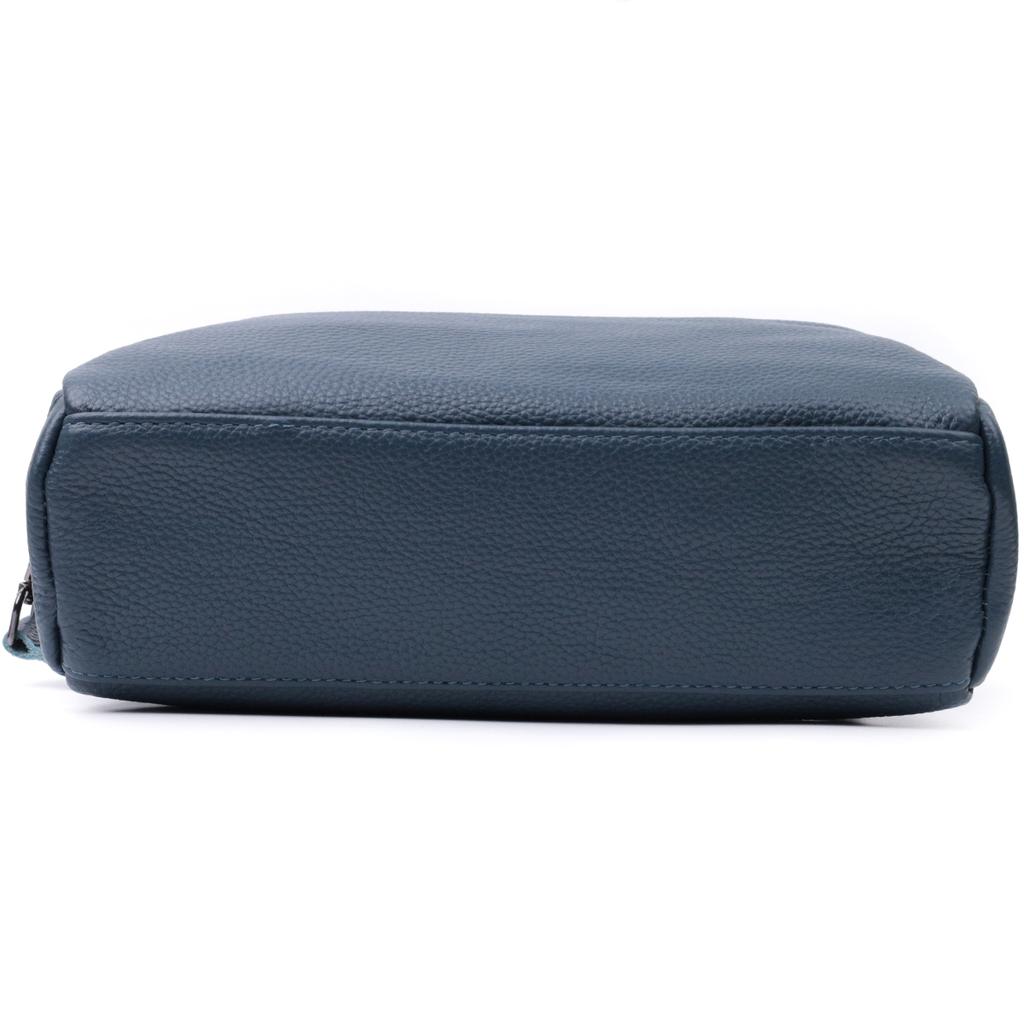 Stylish Women's Bag with Pockets Made of Genuine Leather Vintage 22600 Blue