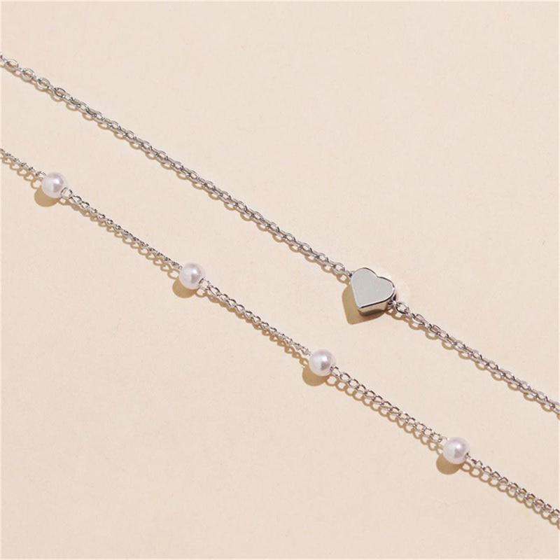 European and American Pearl Love Necklace Versatile Pearl Multi-layer Pendant Collarbone Chain For Women