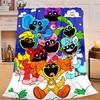 1PC Happy smiling Cartoon Characters Flannel Blanket Gift, Suitable for Both Men And Women, Soft Ideal for Beds And Sofa, Birthday Or Christmas Gift