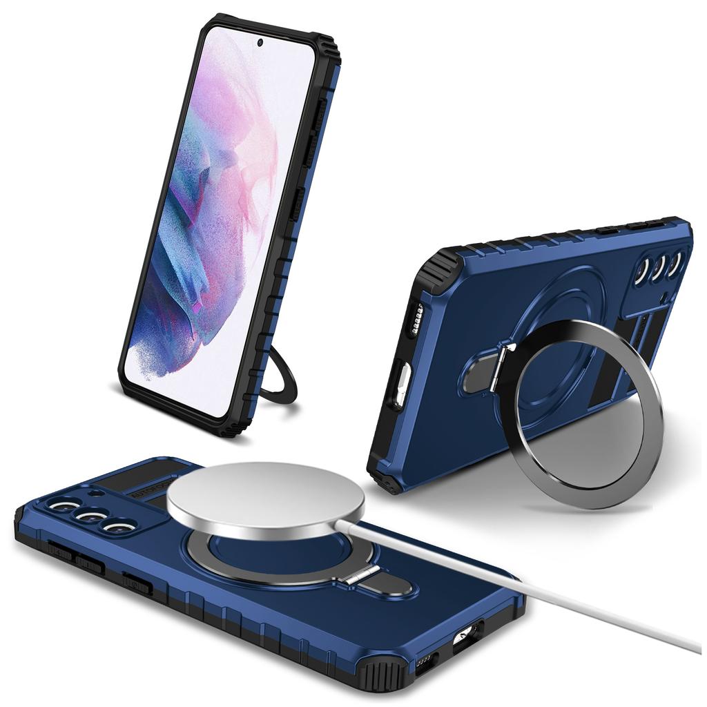 For Samsung Galaxy S21 4G/5G Case PC+TPU Kickstand Magnetic Phone Protection Cover