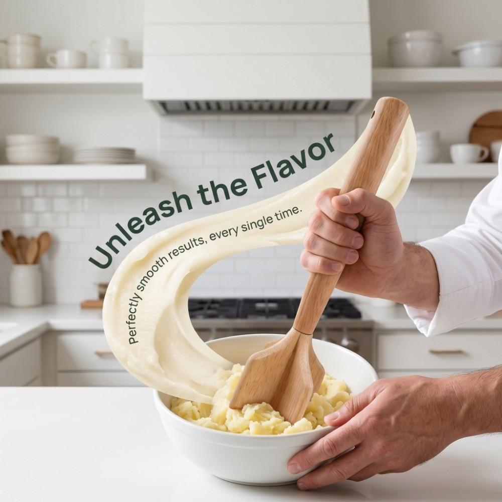 Natural Wood Wooden Ground Beef Masher Durable Non-Scratch Meat Grinder Meat Separator Kitchen