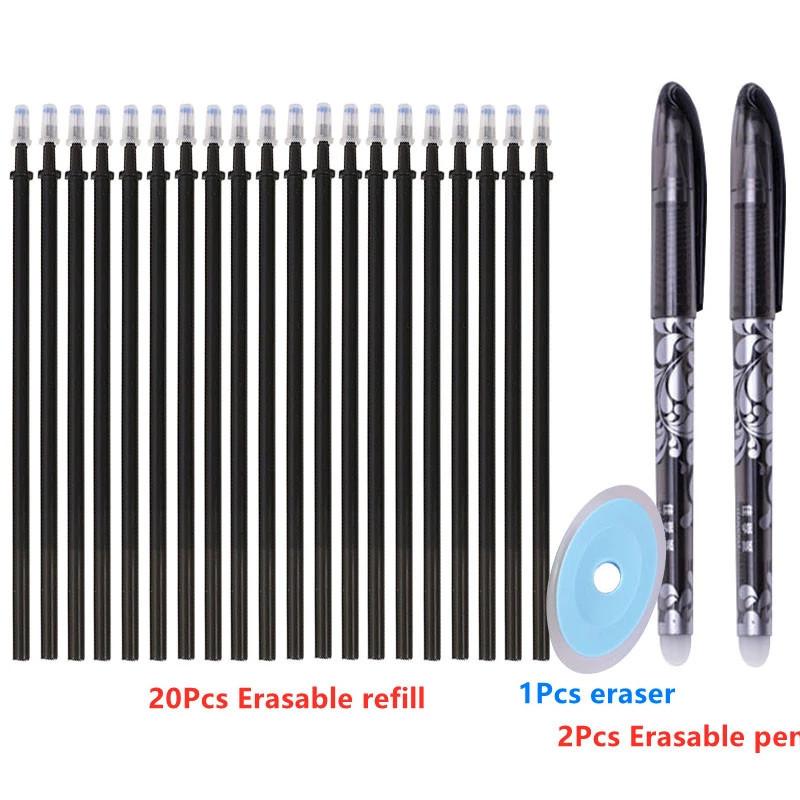 0,5 мм школьные офисные ручки сменные стержни стираемые ручки набор 20/40 шт ластик синий черный моющийся