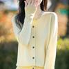 Autumn And Winter New Silk Wool Cardigan Women'S Crew Neck Crystal Diamond Sweater Loose Knit Backing Jacket Top
