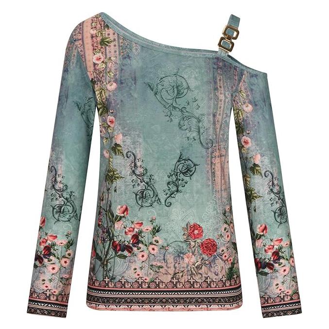 Womens Long Sleeve Blouse Shirts Solid Color Pullover T-shirts Sexy Off-shoulder Y2k Top