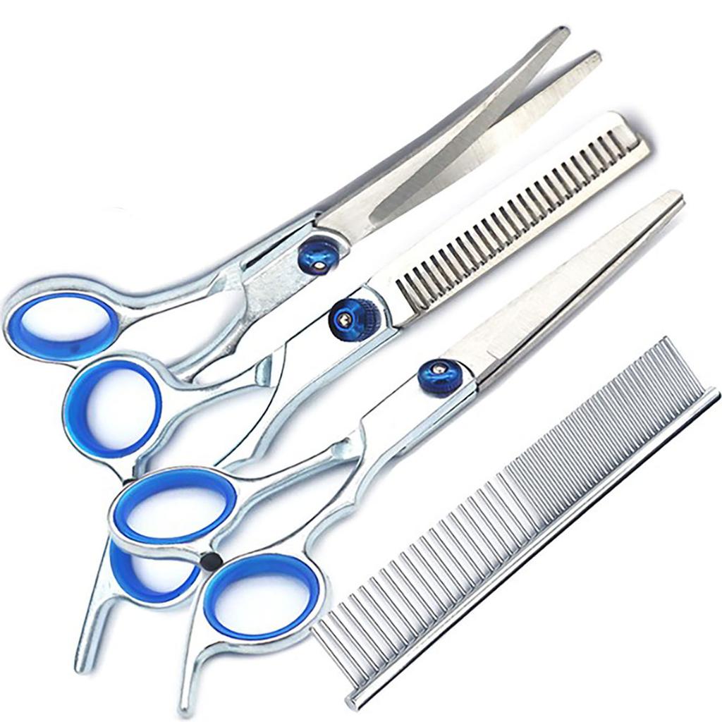 Dog Grooming Scissors Kit Stainless Steel Comfortable Adjustable Screw Professional 6 In 1 Grooming