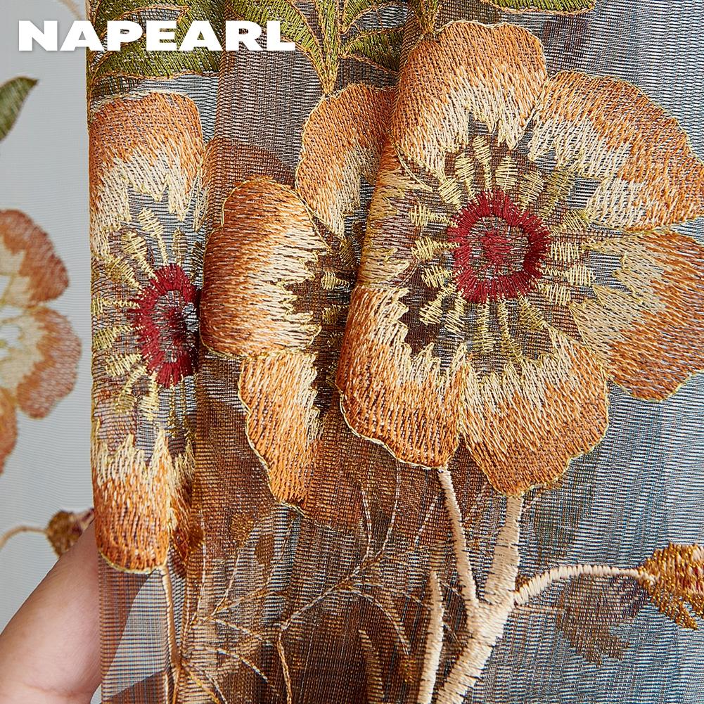 1шт NAPEARL премиум вышитая прозрачная занавеска легкая и элегантная прозрачная занавеска для гостиной спальни домашнего декора