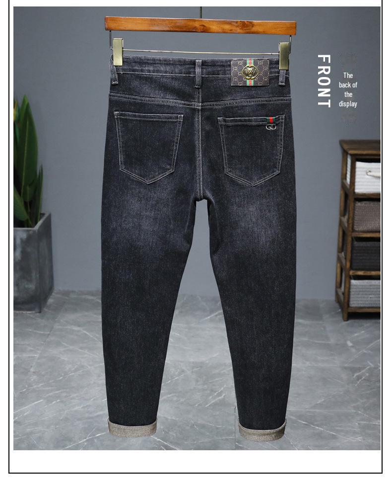 Мужские зимние джинсы Douyin Trendy Slim Fit с высокой эластичностью — удобная, экономичная и стильная корейская мода.