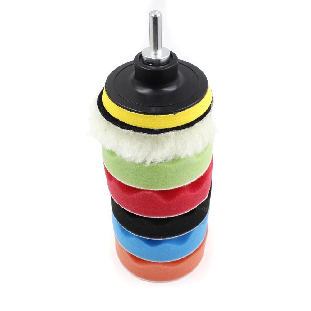 8Pcs/Set Polishing Pad Car Sponge Polishing Pad Kit 3/5/6/7 Inch Sponge Buffing Waxing Pad for Car Polisher Drill Adapter