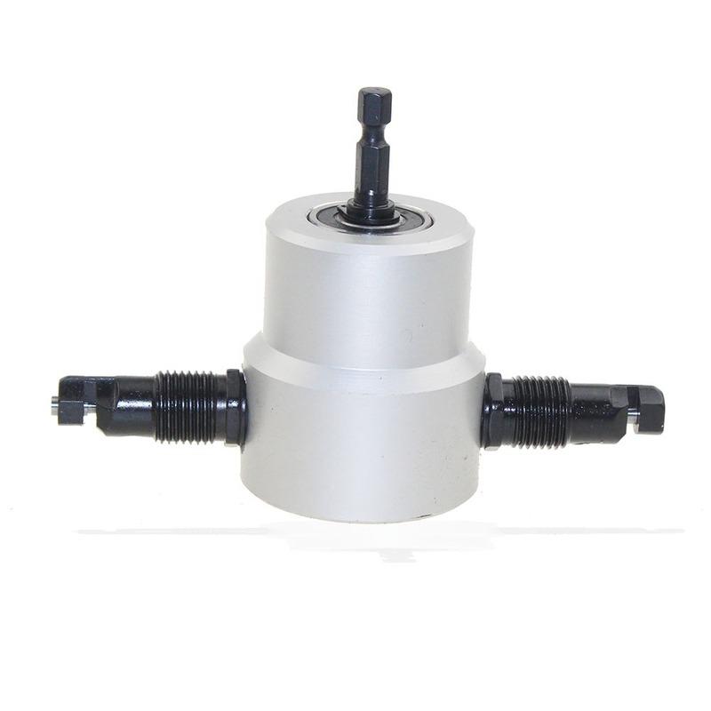 360 Degree Rotary Metal Cutting Double Head Sheet Nibbler Saw Cutter Tool Drill Attachment Free Cutting Tool Nibbler Sheet Metal