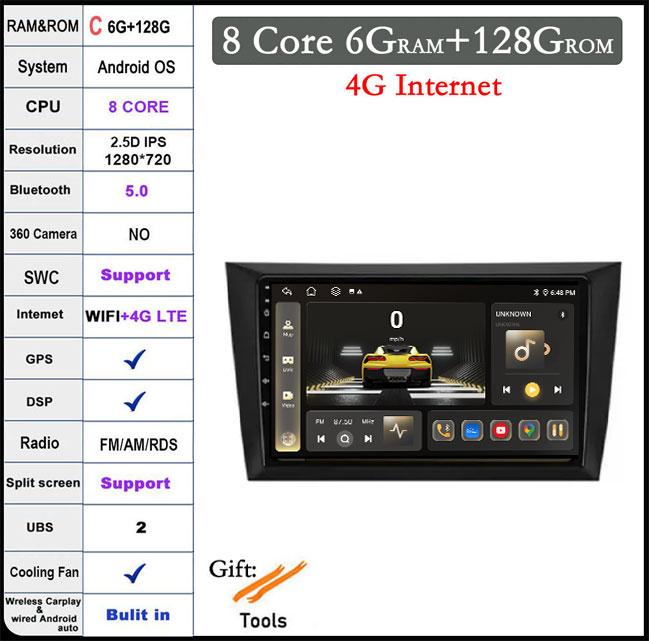 Android 14 для Volkswagen VW Golf 6 2008 - 2016 Автомобильное радио Carplay Авто Мультимедиа Стерео Видео Плеер GPS Навигация QLED 4G DSP