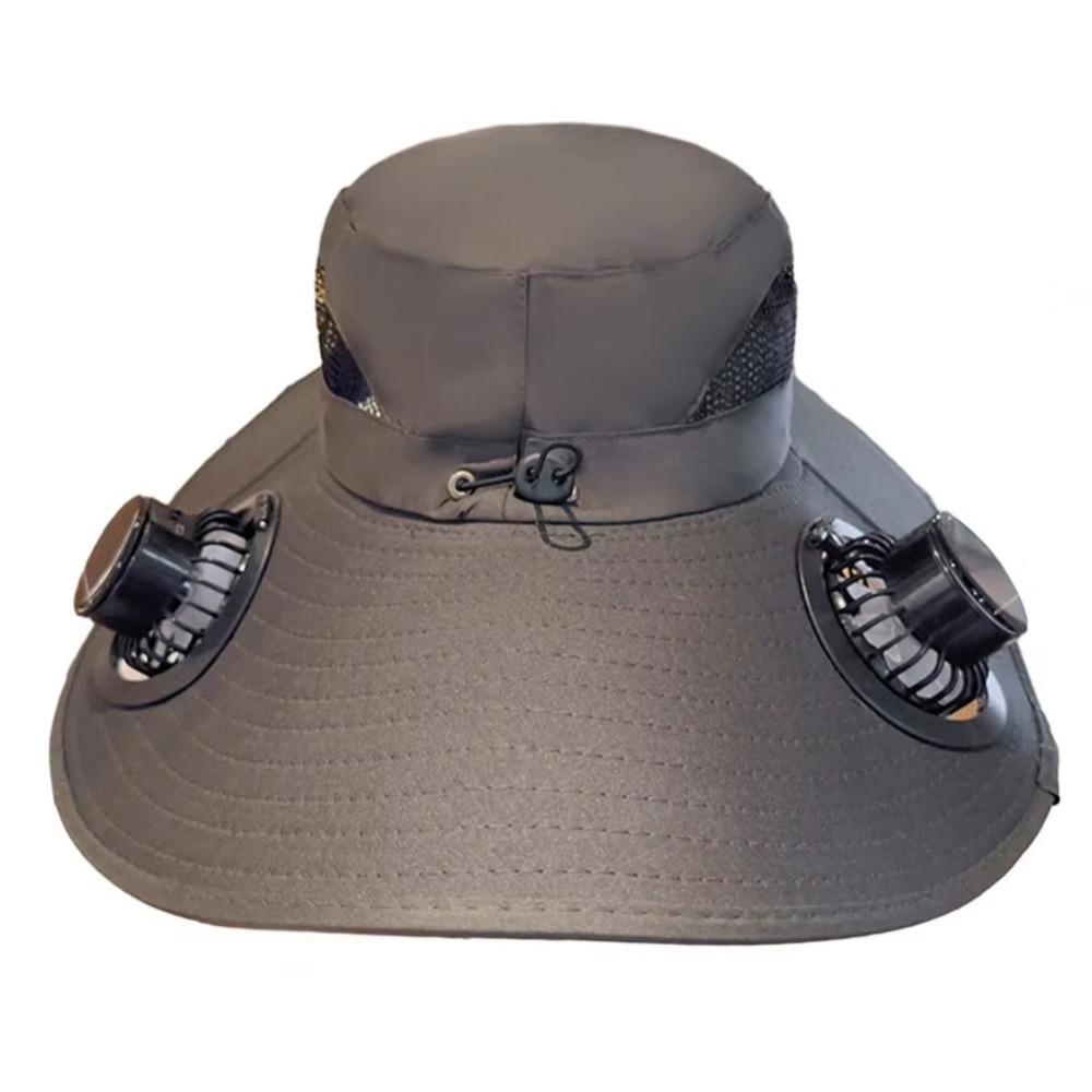 Removable Solar Fan Hat Dual Fan Fishing Bucket Hat Long Endurance Cooling Fisherman Hat Fishing