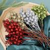 New Glitter Berries Branches Christmas Artificial Gold Powder Holly Berry Branch Xmas Party Fake Flowers Ornaments Home Decor