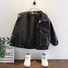 Kids' Stitch Leather Jacket - 2023 Korean Style Spring/Autumn Trendy Boys' Cool Jacket