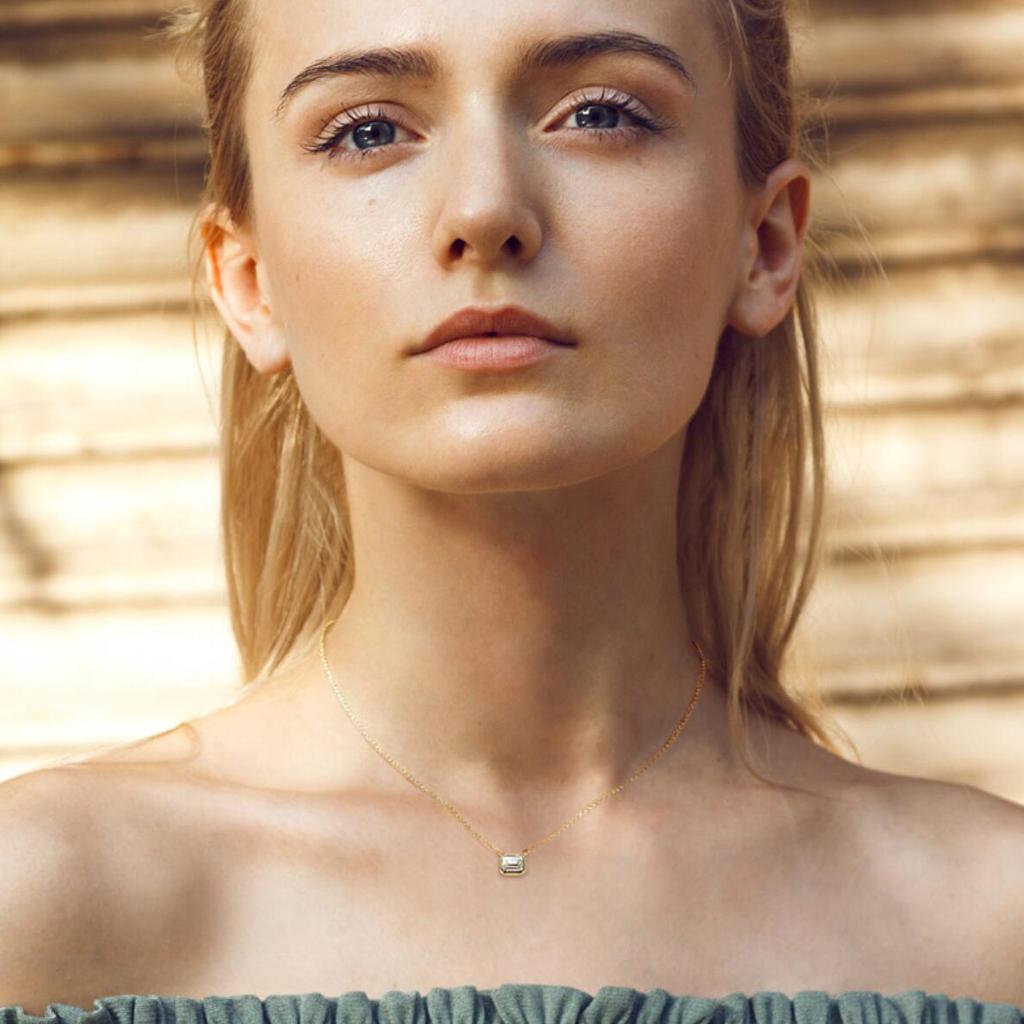 D Color 1CT Emerald Cut Moissanite Necklace For Women 18K Gold Plated 925 Silver Chain Necklace Wedding Party Fine Jewelry GRA