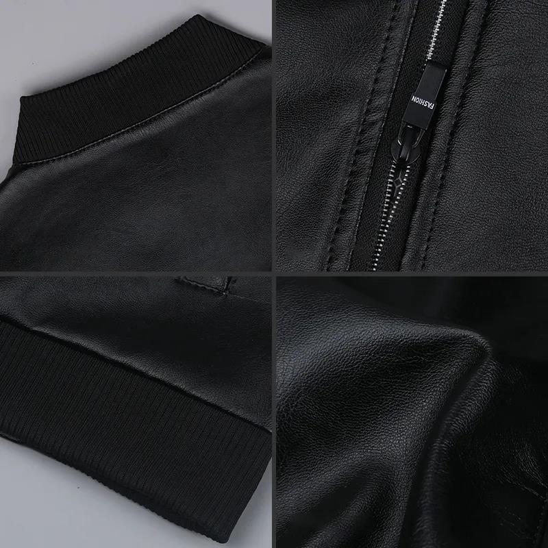 Весенне-осенняя тонкая кожаная куртка, мужская куртка с воротником-стойкой, тонкая повседневная летная куртка для молодежи и среднего возраста, мотоциклетная одежда