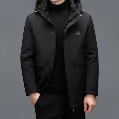 Мужская куртка-пуховик средней длины для мужчин среднего и пожилого возраста, 90% белый утиный пух, большой размер, утолщенная теплая куртка для папы со съемной подкладкой