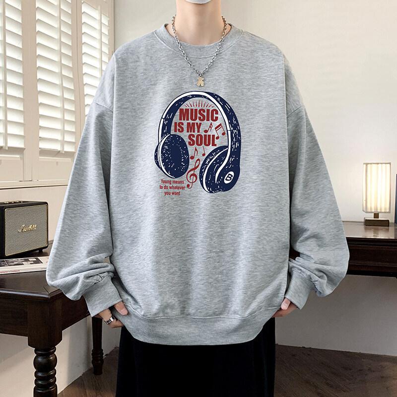 Весенний свитер больших размеров мужской свободный с круглым вырезом в гонконгском стиле для полных мужчин, универсальная повседневная одежда