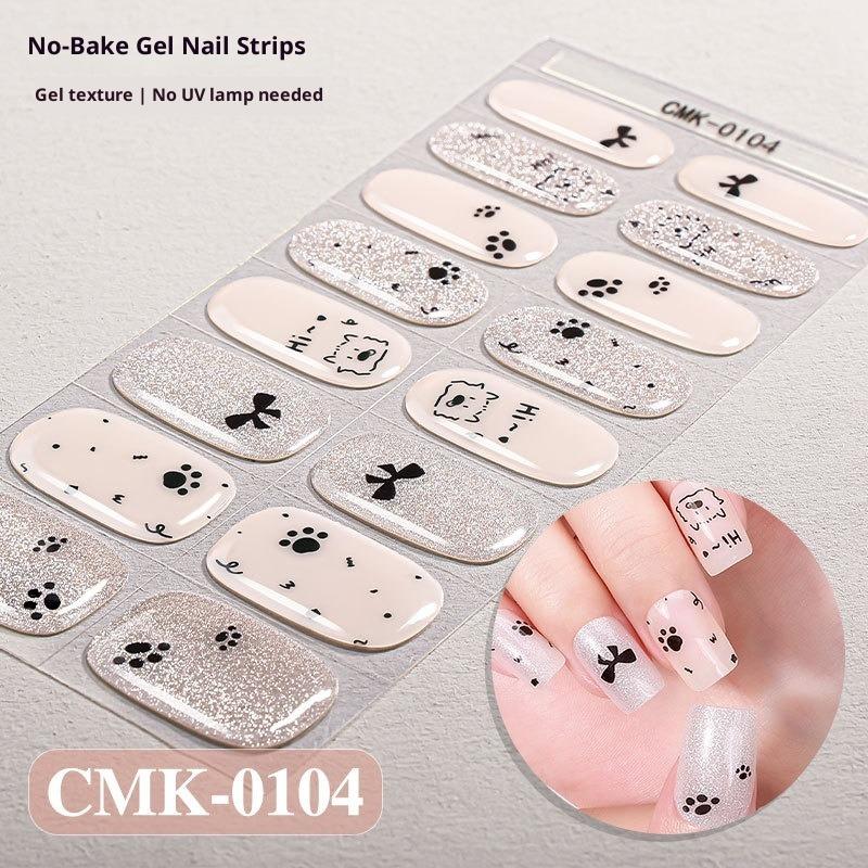 Наклейки для ногтей «кошачий глаз» без запекания или УФ-защиты, трансграничные цветочные, клетчатые, в горошек гелевые наклейки для ногтей