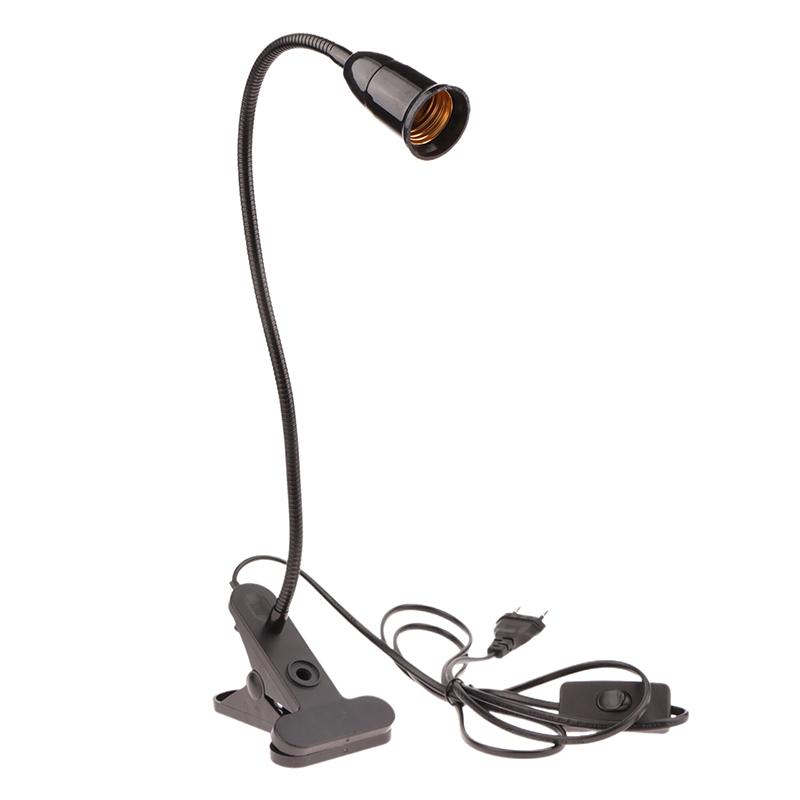 Eu Plug E27 Socket Adapter With Switch Cable 360 Degree Desk Lamp Holder Socket Gooseneck Clip-On Cable With Power On Switch