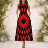 Women Plus Size Round Neck Sleeveless Printed A Line Maxi Dress With Side Pockets