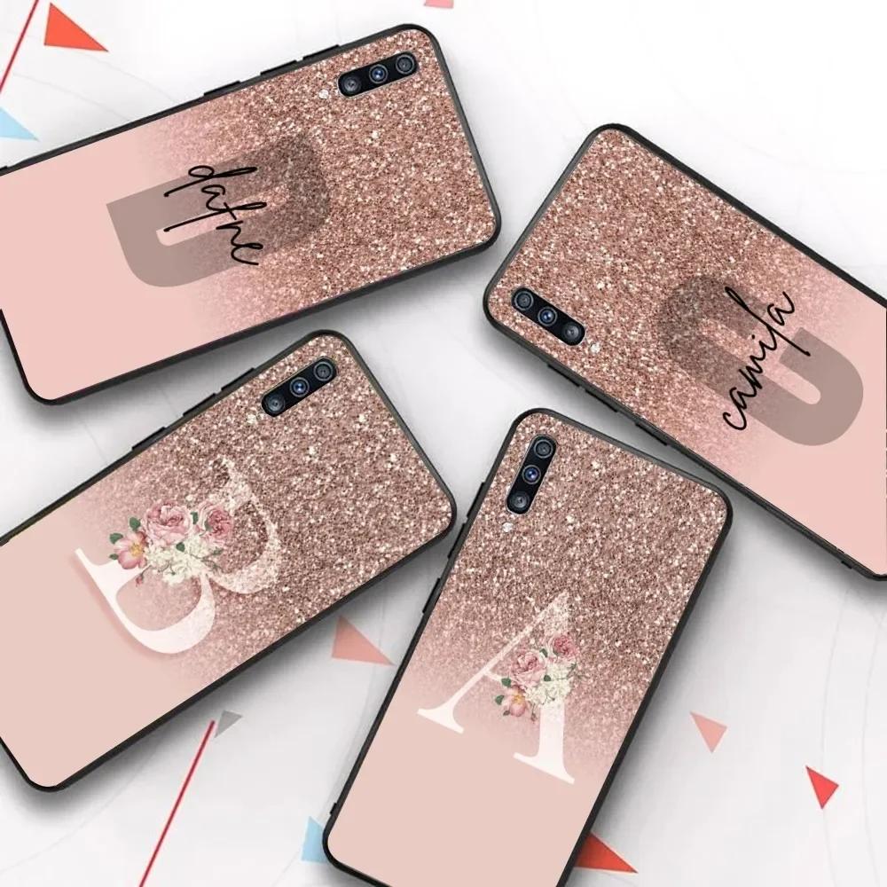 Чехол-буква Розовый Блестящий M R Прозрачный для Телефона Samsung A10 A11 A12 A13 A20 A21 A22 A30 A31 A32 A40 A51 A52 A53 A70 A71 A72